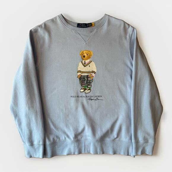 Polo by Ralph Lauren Other - Polo Ralph Lauren Bear Sweatshirt Large Blue Cardigan Fleece